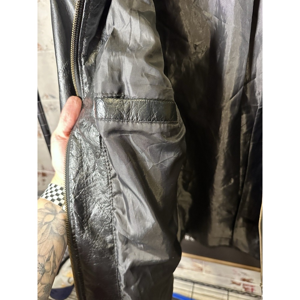 Leather & Soul Men's Black Leather Jacket XL Full Zip Lined Spread Collar Short - Picture 5 of 13
